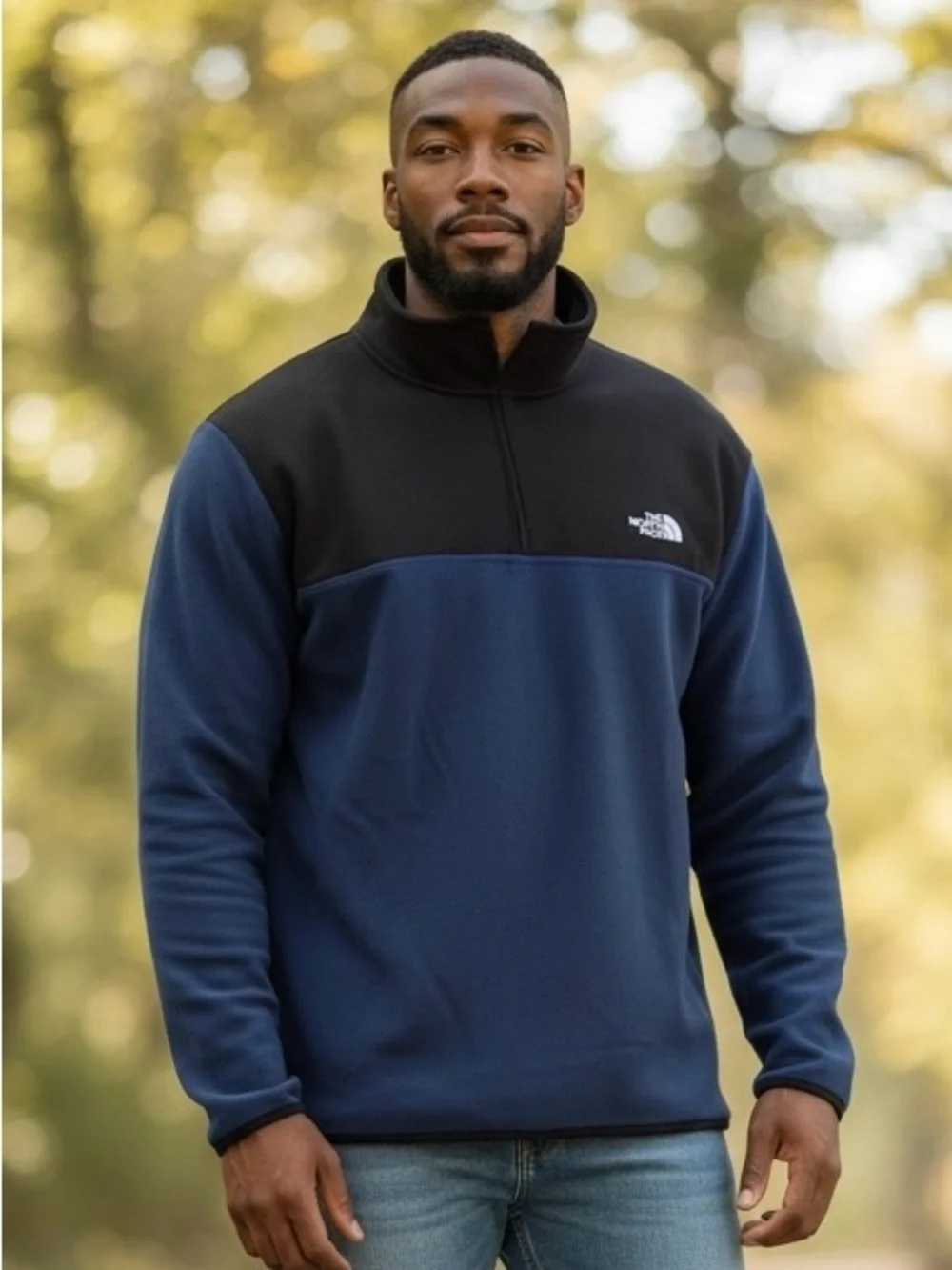 The North Face Black Fleece Pullover with Cream Trim